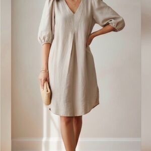 Cynthia Rowley Cream V-Neck Midi Dress